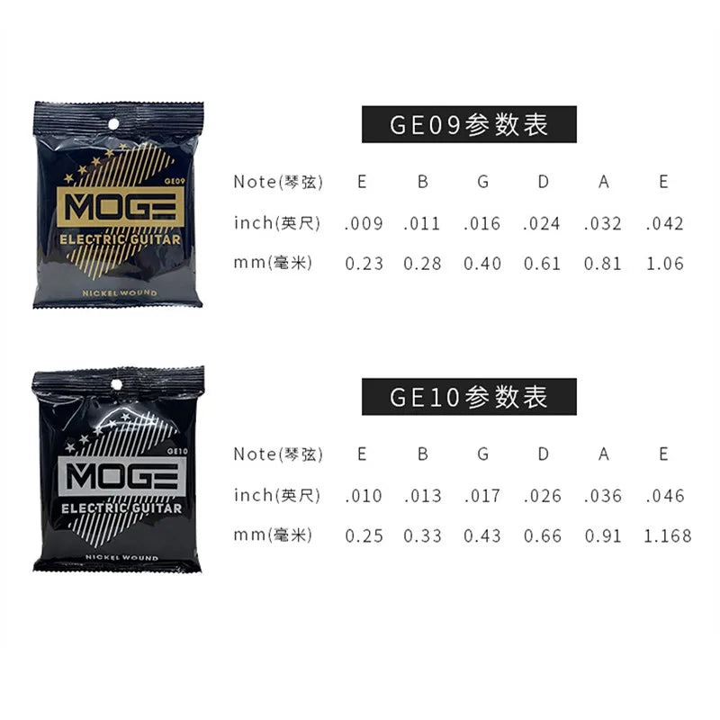 MOGE Hexagonal Carbon Steel Electric Guitar Strings Nickel Alloy Super Light - Your Guitar Buddy