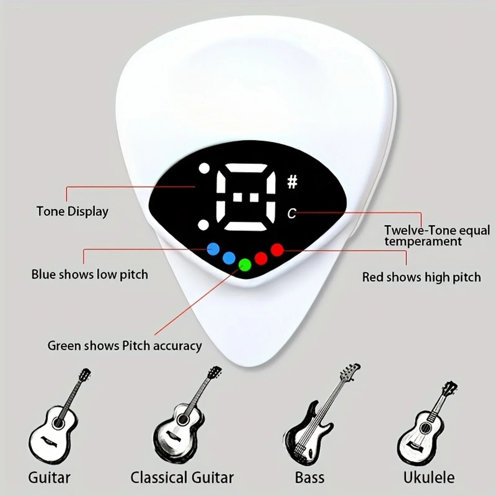 2-In-1 Guitar Pick & Tuner - Portable Multi-Purpose - Your Guitar Buddy